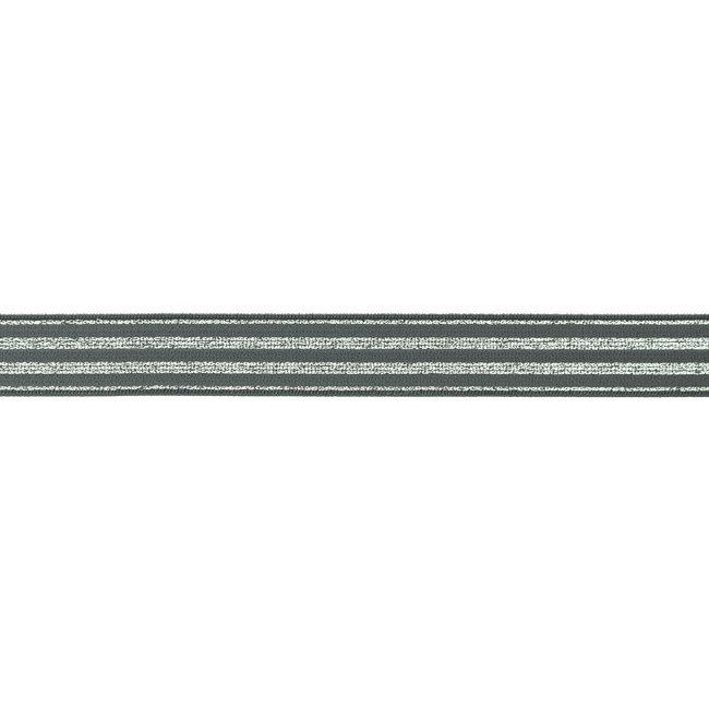 Ozdobná guma v šedé barvě s pruhy 2cm 31849