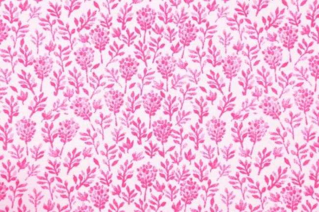 Bavlněný úplet růžové barvy s květy 134.018.0002