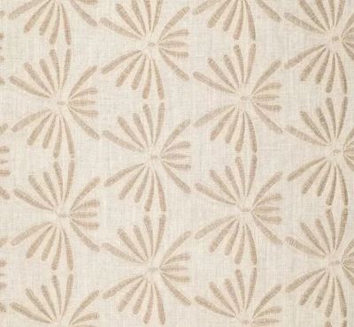 Viskozová látka s příměsí lnu v režné barvě s květinovou výšivkou 22760/030