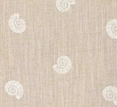 Viskozová látka s příměsí lnu v režné barvě s potiskem mušlí 22610/032