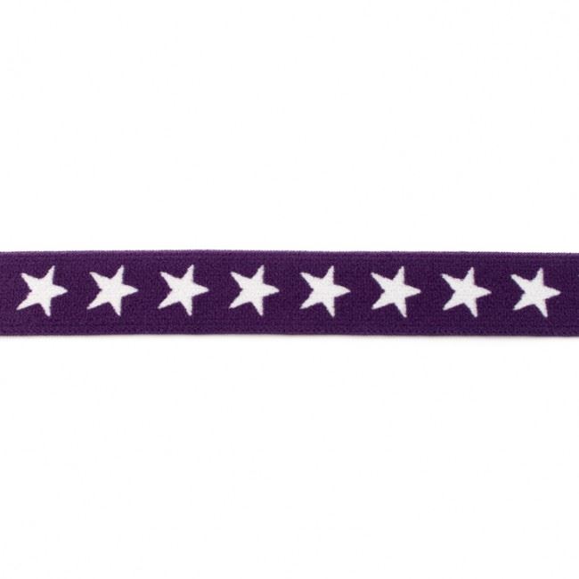 Prádlová guma o šíři 20 mm ve fialové barvě s motivem hvězd 177R-40623