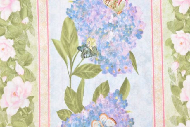 Americká bavlna na patchwork s pruhy a květy 199PYOPM/58