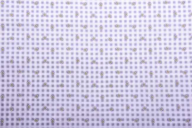 Bavlněná látka s kytičkami na šedém kostičkovaném podkladu  11128/061