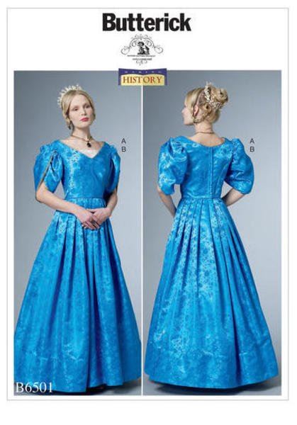 Střih Butterick na dámské historické šaty ve velikosti 42-52 B6501-E5