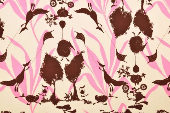 Americká bavlna na patchwork s potiskem zvířátek TG82-Pink