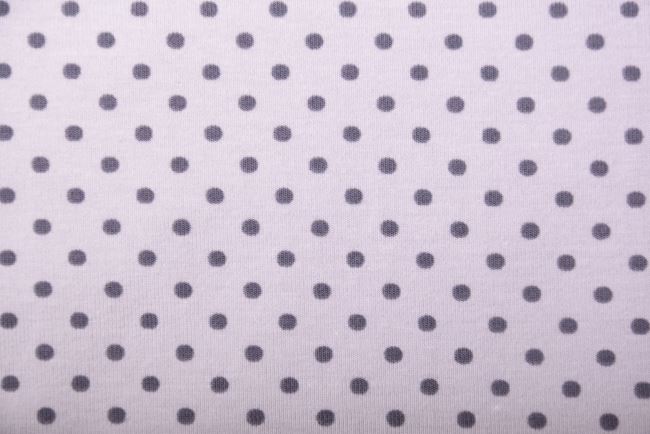 Bavlněný úplet ve světle šedé barvě s potiskem drobných puntíků 11800/061