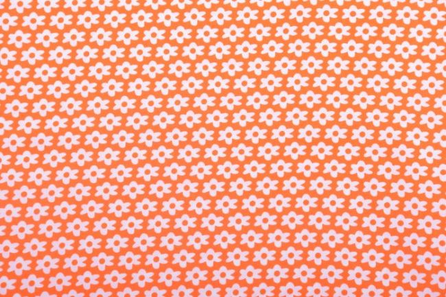 Bavlněná látka v oranžové barvě s potiskem květin KC9090-033