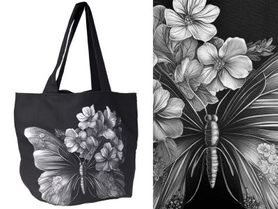 Panel na tašku s digitálním potiskem motýla TATU001