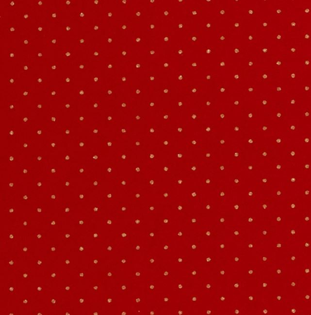 Vánoční látka z bavlny v červené barvě s drobných zlatých puntíků 20701/015