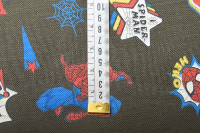 1 m bavlněného úpletu v khaki barvě s potiskem Spider-Man DS-KUP149 (1)
