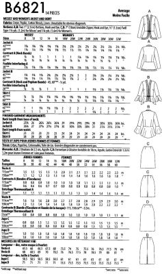 Střih Butterick na sukni a sako ve vel. 34-42 B6821-B5 (1)