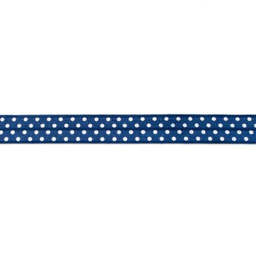 Lemovací gumička v tmavě modré barvě s puntíky široká 1,5 cm 30204