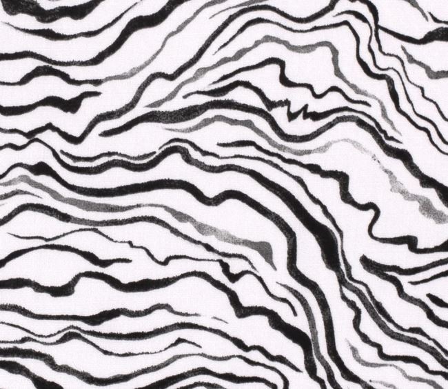 Viskózová látka v bílé barvě s abstraktním potiskem 19621/050