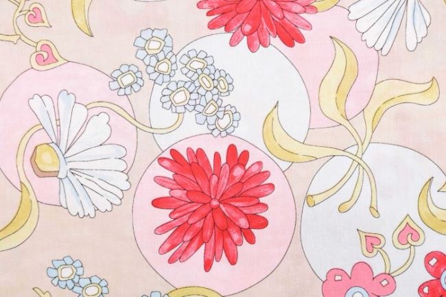 Americká bavlna na patchwork s malovanými květy 199PYOPM/116