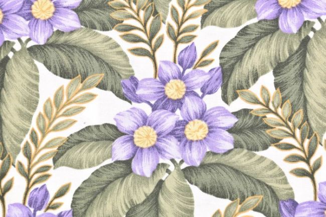 Americká bavlna na patchwork s fialovými květy 199PYOPM/101