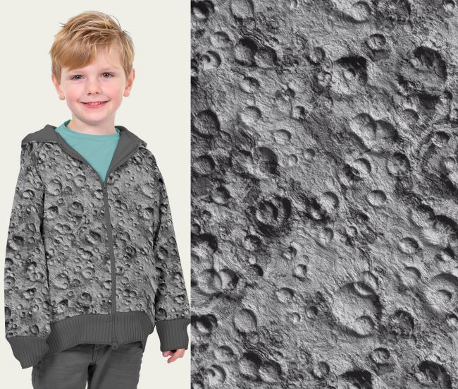 Softshell v šedé barvě s digitálním potiskem měsíčních kráterů 20439/063