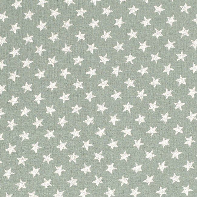 Mušelín v mentolové barvě s hvězdami 15514/022