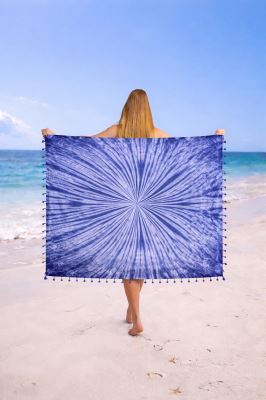 Pareo/sarong v modro fialové barvě s potiskem batiky BALI219