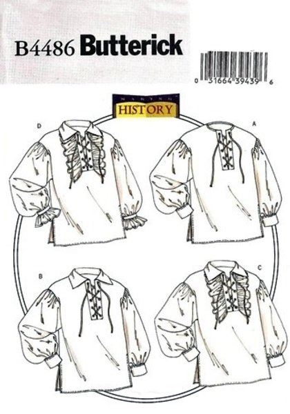 Střih Butterick na historickou košili ve vel. Sml-Lrg B4486-XM