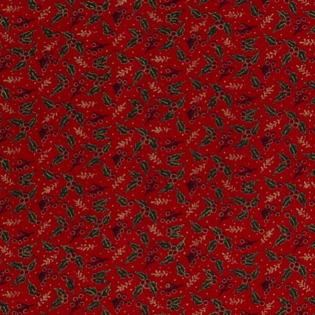 Vánoční látka z bavlny v červené barvě s cestmínou 14715/015