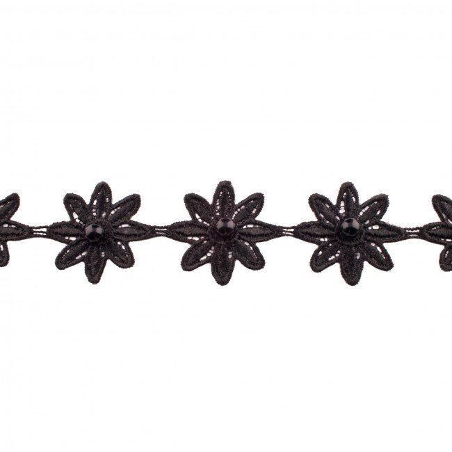 Ozdobné kytičky v černé barvě s perličkou 42680