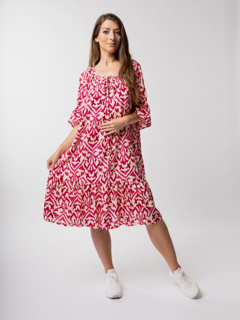Letní šaty s rukávem ve smetanové barvě SAT10