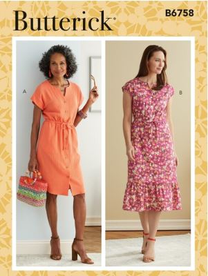 Střih Butterick na propínací šaty ve vel. 40-48 B6758-E5