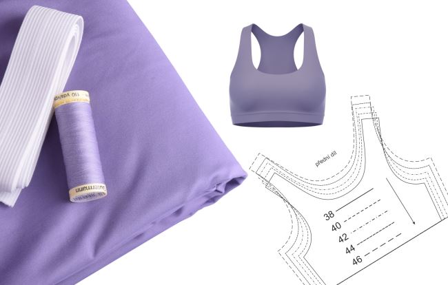 Set na šití sportovního topu ve světle fialové barvě SET09