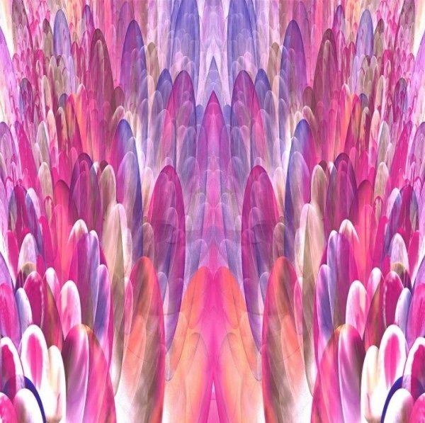 Bavlněný úplet s digitálním potiskem barevných růžových peříček 15961-12