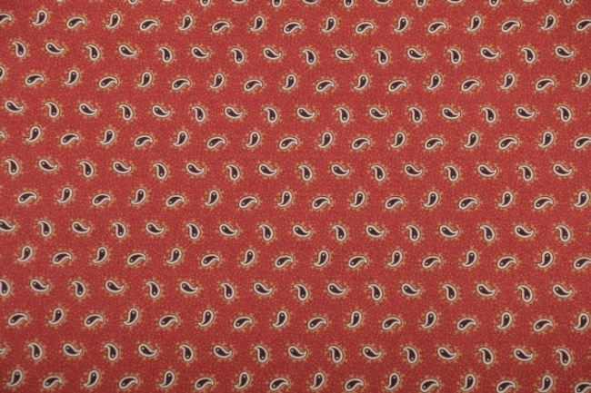 Americká bavlna z kolekce Spice it up v v červené barvě s kašmírovým vzorem 38058-16