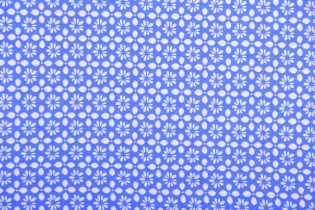 Viskózový úplet v modré barvě s květy 4305/004