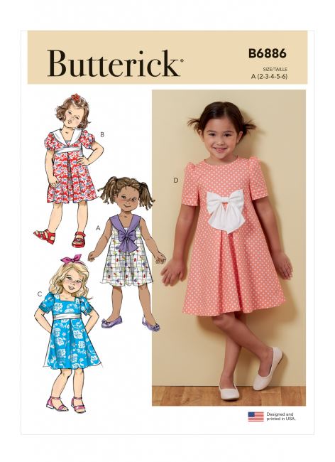 Střih Butterick na dětské šatičky ve vel. 2-6 B6886-A