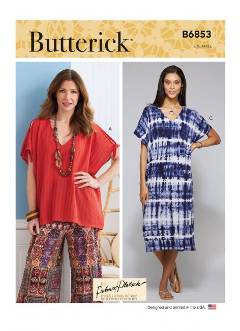 Střih Butterick na šaty a triko ve vel. LRG-XXL B6853-ZZ