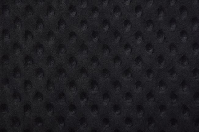 Minky fleece v černé barvě s vytlačenými puntíky 03347/069