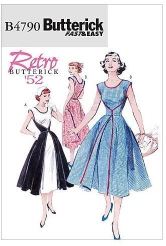Střih Butterick na dámské retro šaty ve velikosti 46-52 B4790-FF