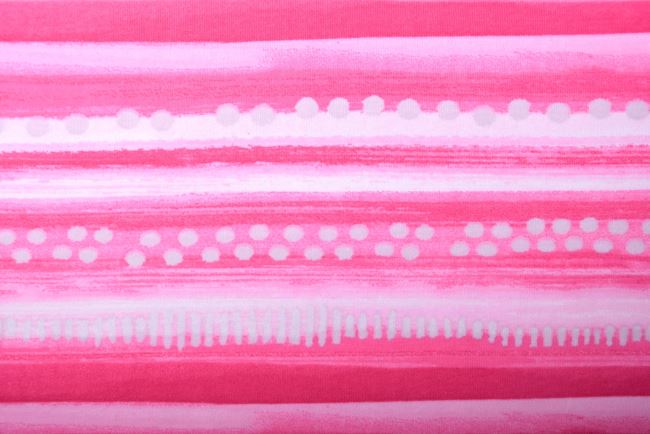 Bavlněný úplet se vzorem růžových pruhů PAR48