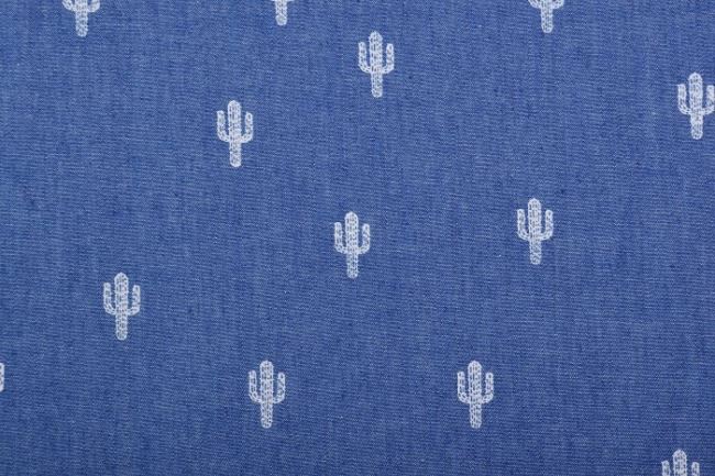 Košilová džínovina s potiskem kaktusů Q11050-008