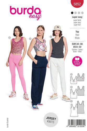 Střih na dámský sportovní top ve vel. 34-48 5852