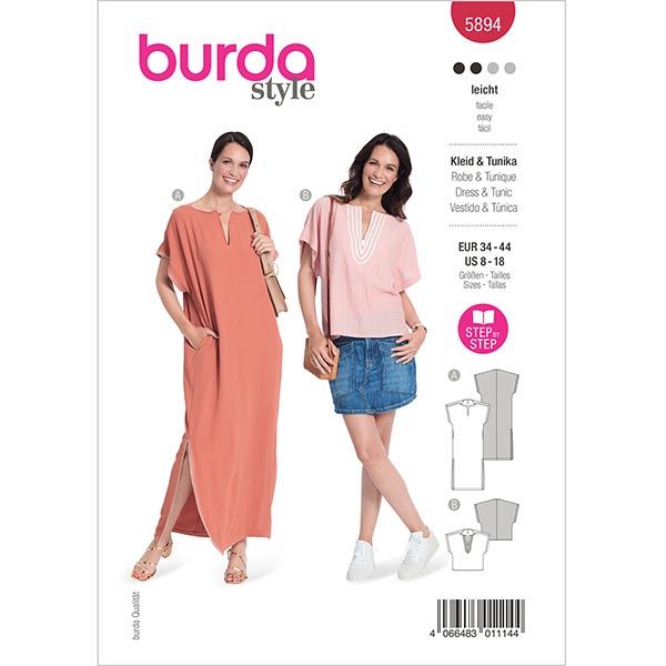 Střih na volné šaty a tuniku vel. 34-44 5894