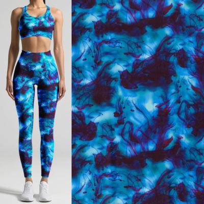 Funkční úplet s digitálním potiskem modrého kouře 20258/004