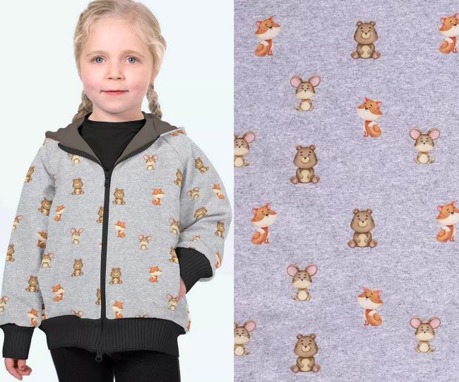 Softshell v šedé barvě s digitálním potiskem zvířátek 19317/061