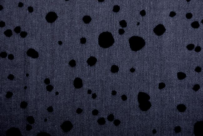 Dvojitá gázovina v tmavě šedé barvě s potiskem puntíků 181524