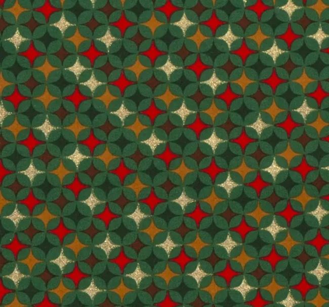 Vánoční látka z bavlny v zelené  barvě s potiskem hvězd 18707/025