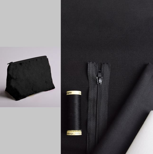 Set na šití kosmetické taštičky v černé barvě KT003