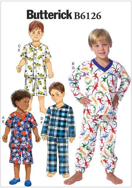 Střih Butterick na dětské pyžamo ve velikosti 122-134 B6126-CL