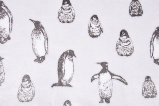 Flanel fleece v bílé barvě s tučňáky 133770.0002