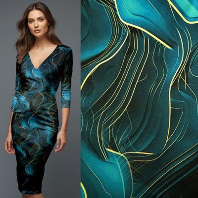 Úplet Kimo v petrolejové barvě s digitálním potiskem CS13698B1/2