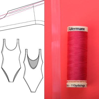 Set na šití jednodílných plavek v červené barvě PLAV02