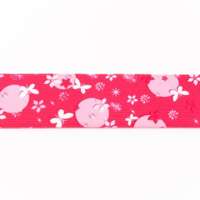 Ozdobná guma růžové barvy s motýlky 4 cm 10357