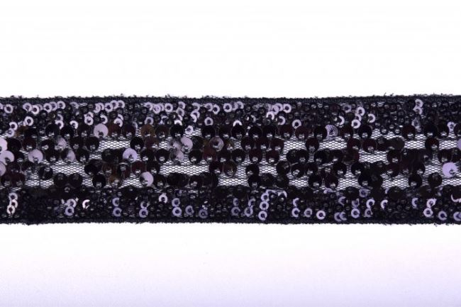 Ozdobné černé flitry o šířce 3,5 cm ZZ981021